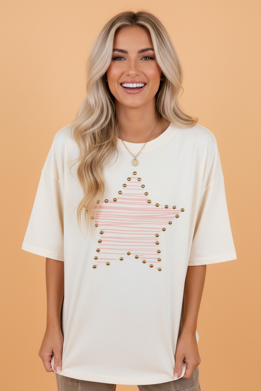 The Willow Western Star Studded Top
