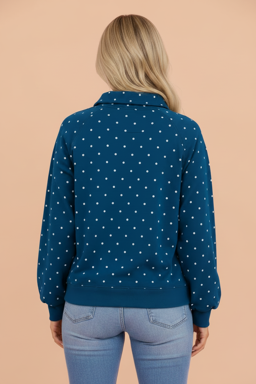 The Ellie Polka Dot Buttoned Sweatshirt