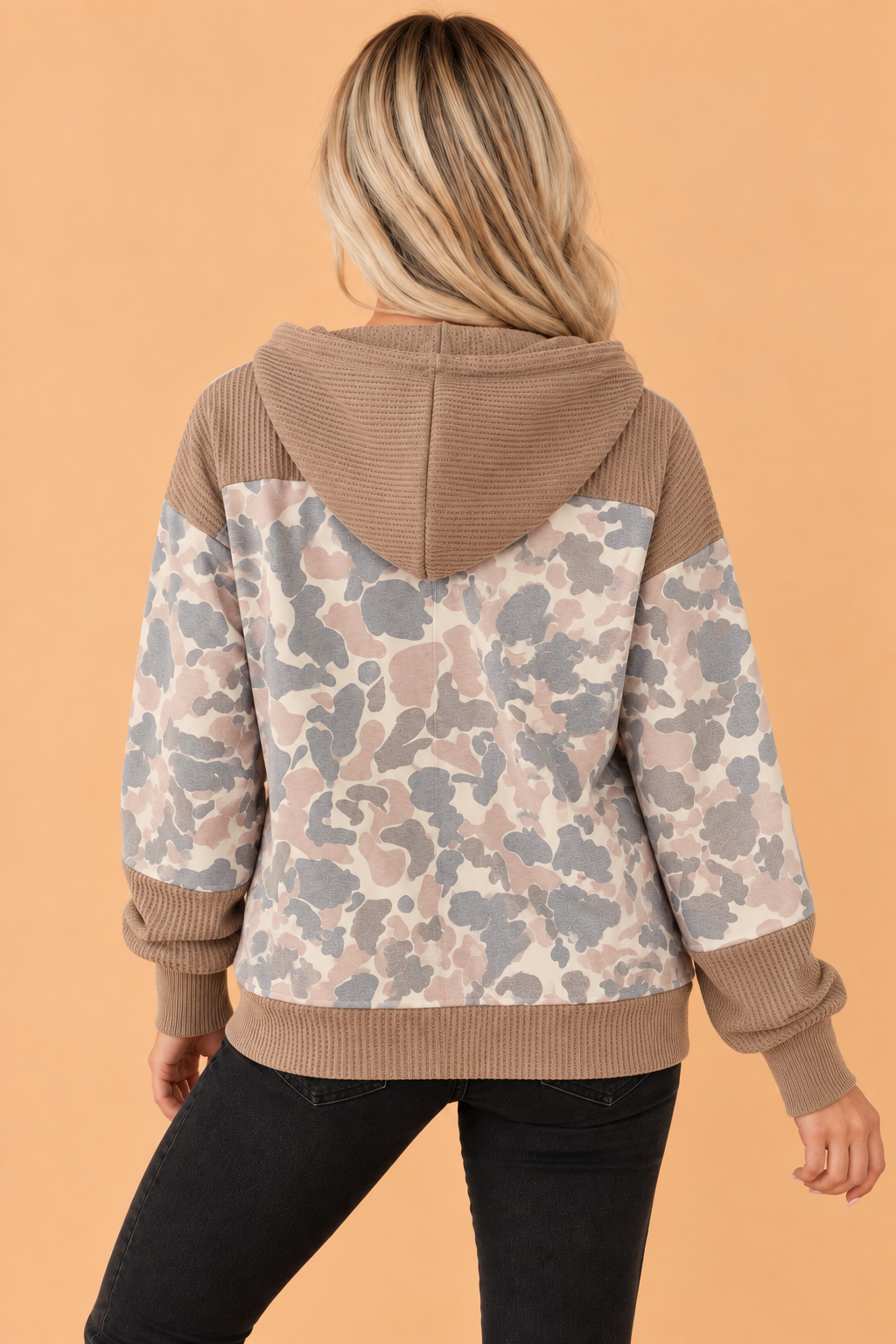 The Sophie Kate Camo Waffle Knit Hoodie