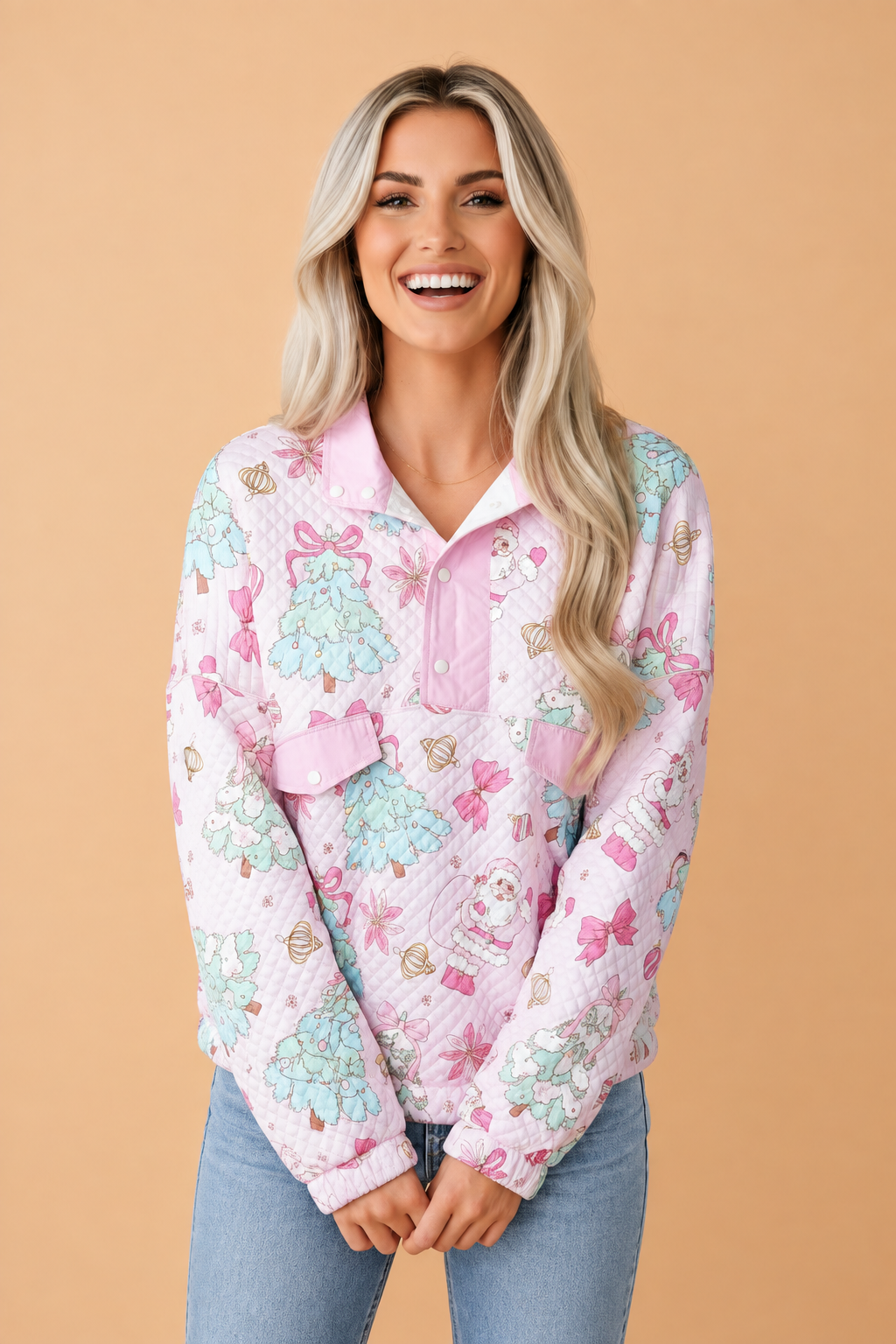 The Sugarplum Santa Quilted Pullover