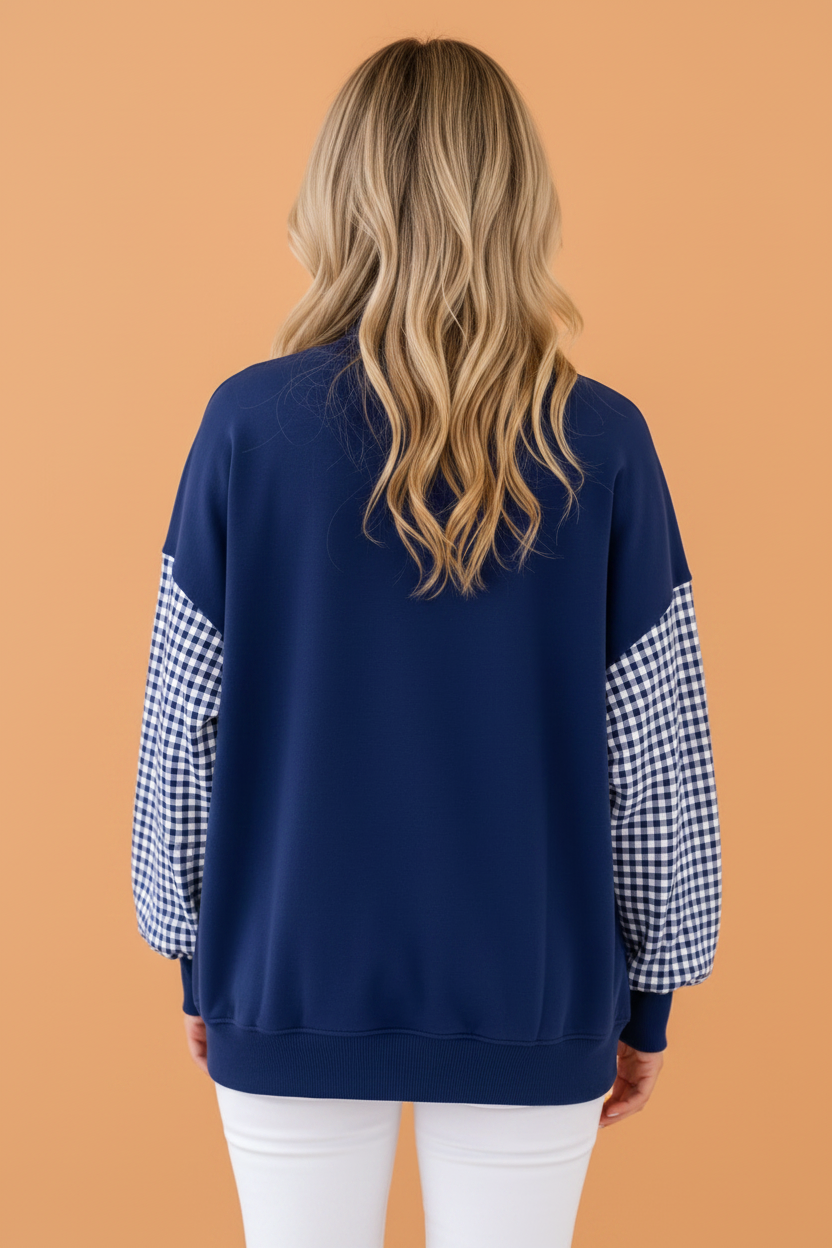 The Penelope Gingham Sleeve Sweatshirt