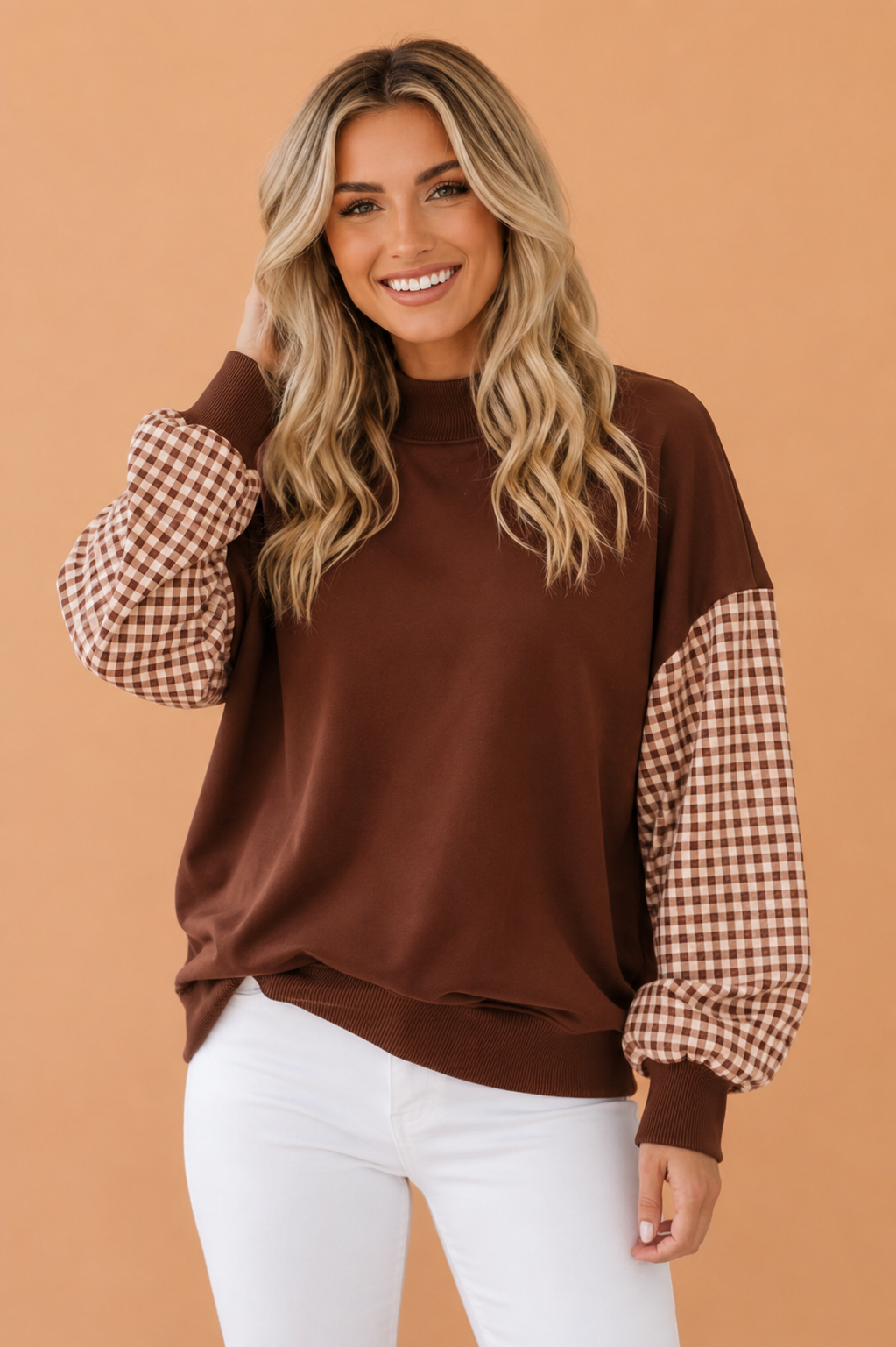 The Penelope Gingham Sleeve Sweatshirt