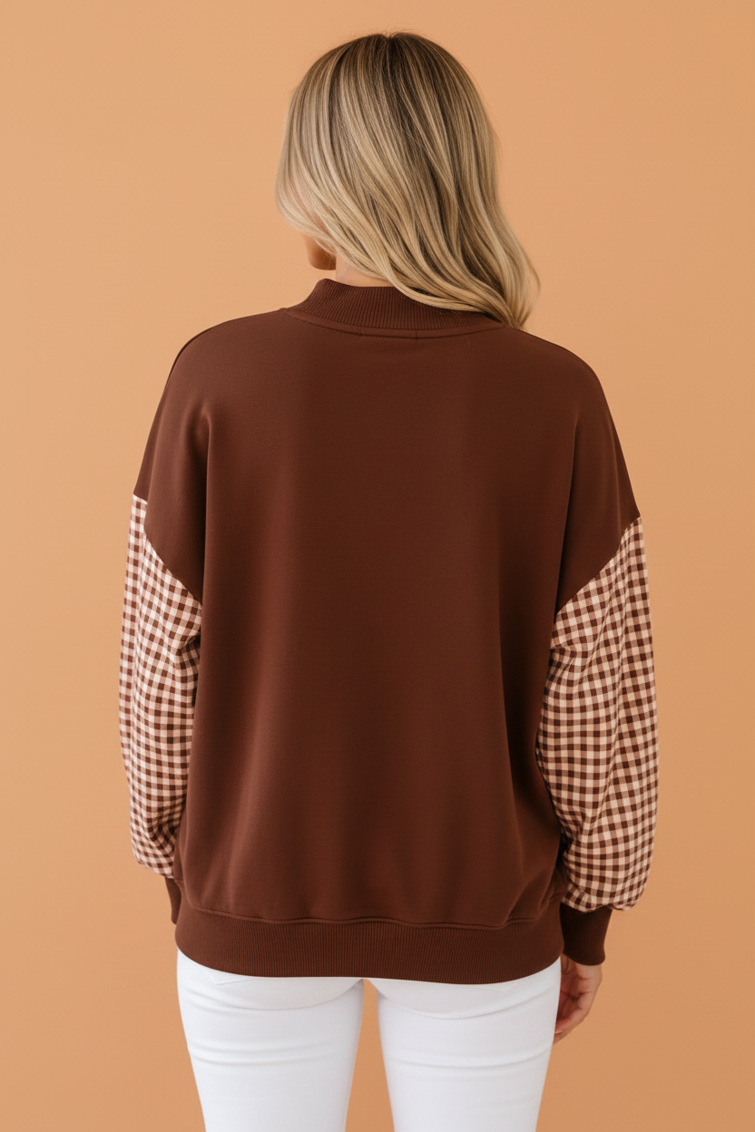 The Penelope Gingham Sleeve Sweatshirt