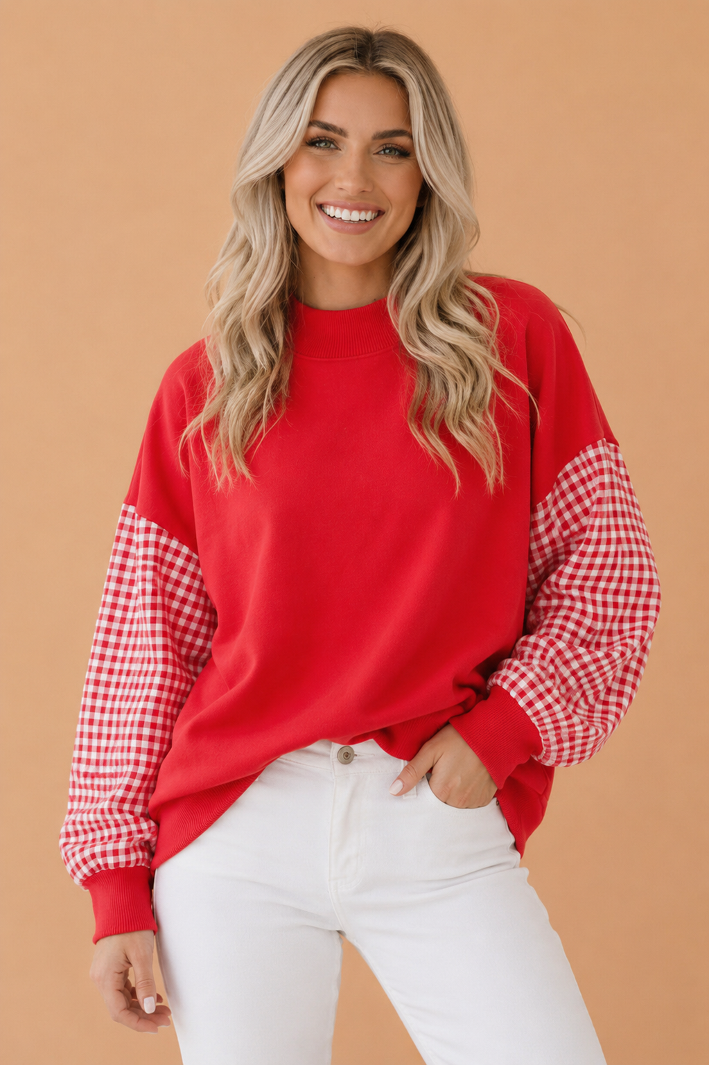 The Penelope Gingham Sleeve Sweatshirt