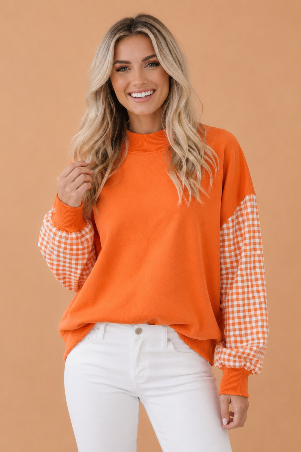 The Penelope Gingham Sleeve Sweatshirt