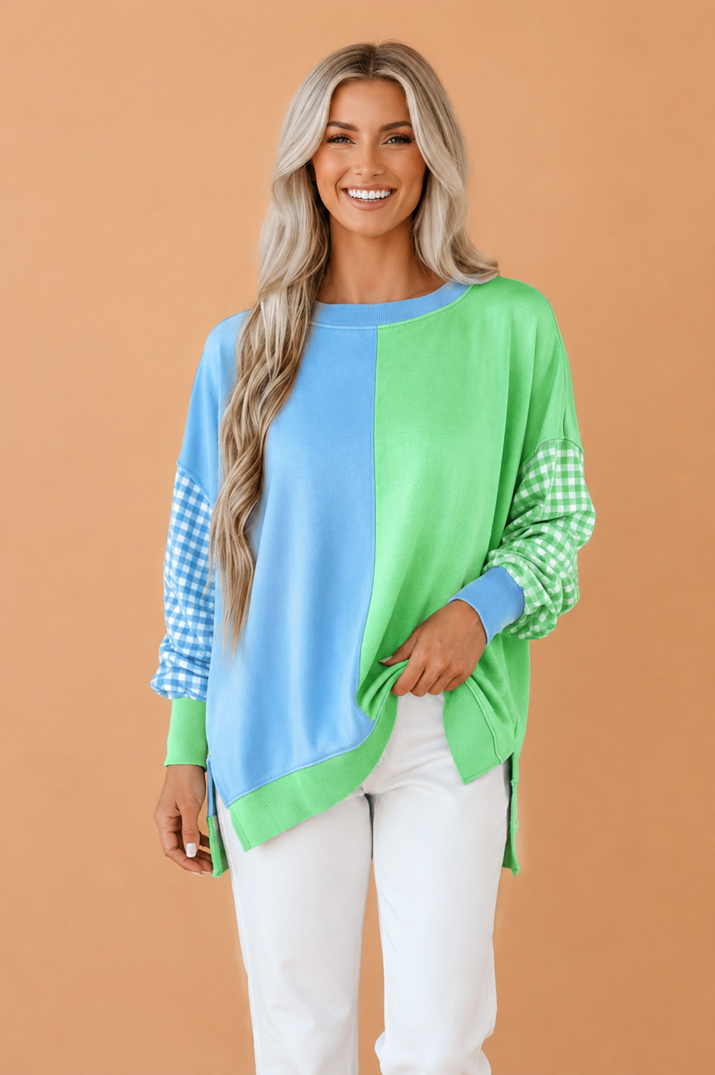 The Clara Gingham Sleeve Sweatshirt