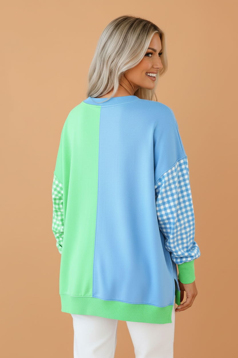 The Clara Gingham Sleeve Sweatshirt