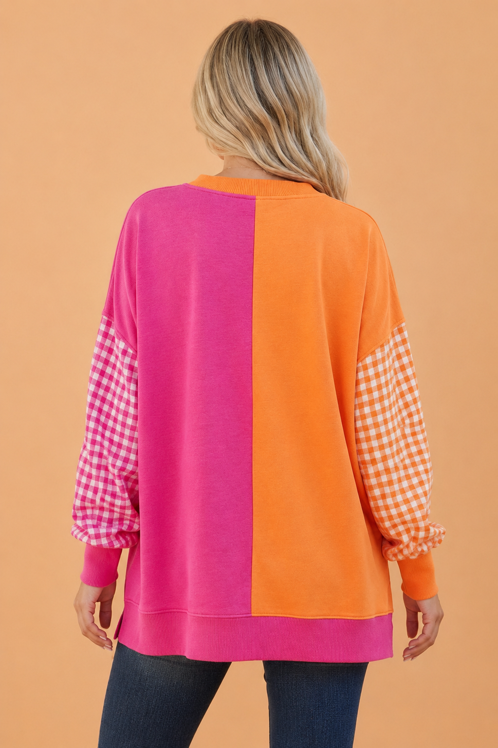 The Gracie Colorblock Gingham Sweatshirt