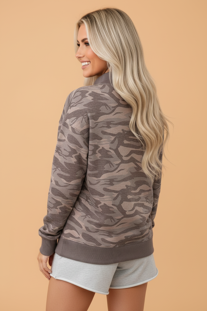 The Sloane Camo Mock Neck Sweatshirt