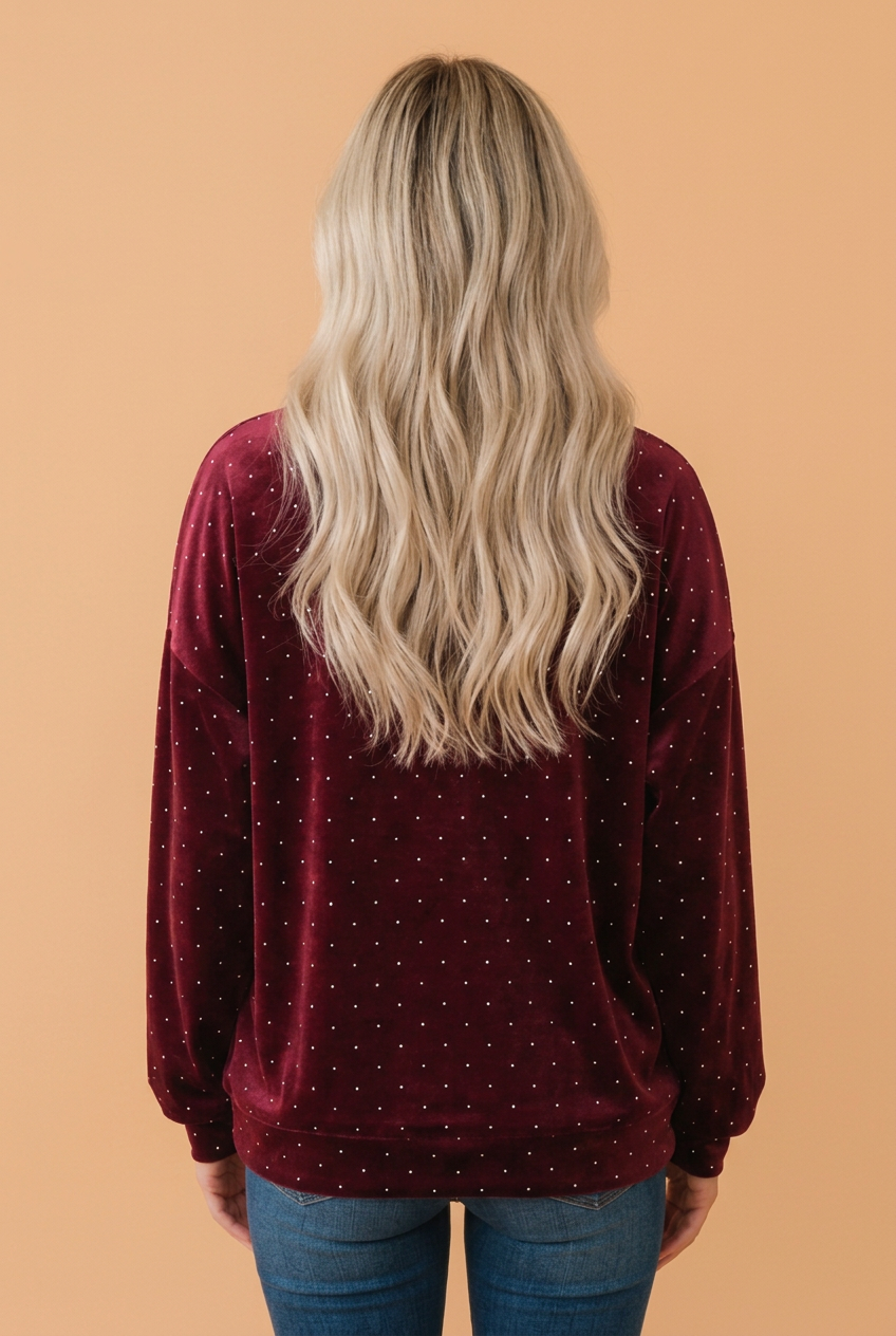 The Harper Polka Dot Velvet Sweatshirt