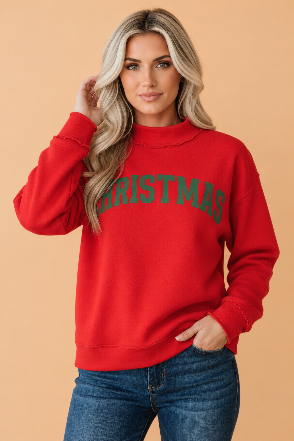 The MERRY/CHRISTMAS Reversible Mock Neck Sweatshirt