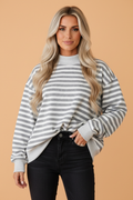 The Hattie Stripe Mock Neck Oversized Sweatshirt