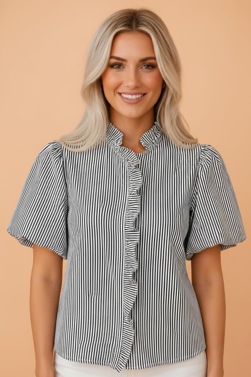 The Taylor Mae Stripe Ruffle Shirt