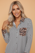 The Blair Leopard Stripe Button Up