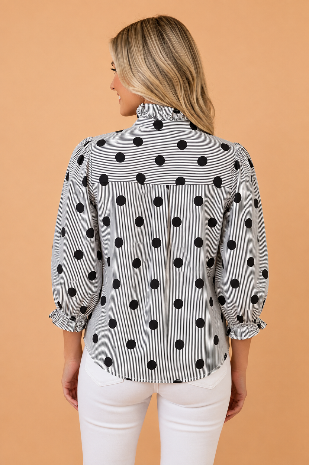 The Julia Polka Dot Stripe Buttoned Shirt