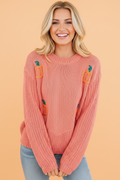 The Posie Pumpkin Embroidered Sweater
