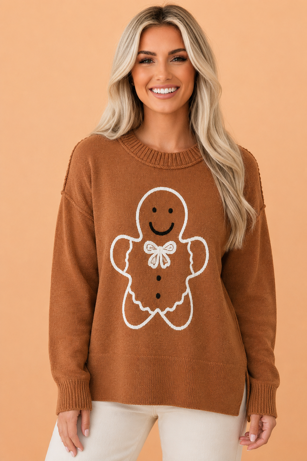 The Gingerbread Drop Shoulder Oversized Christmas Sweater
