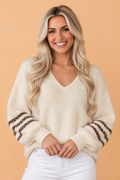 The Sutton Leopard Trim Sweater
