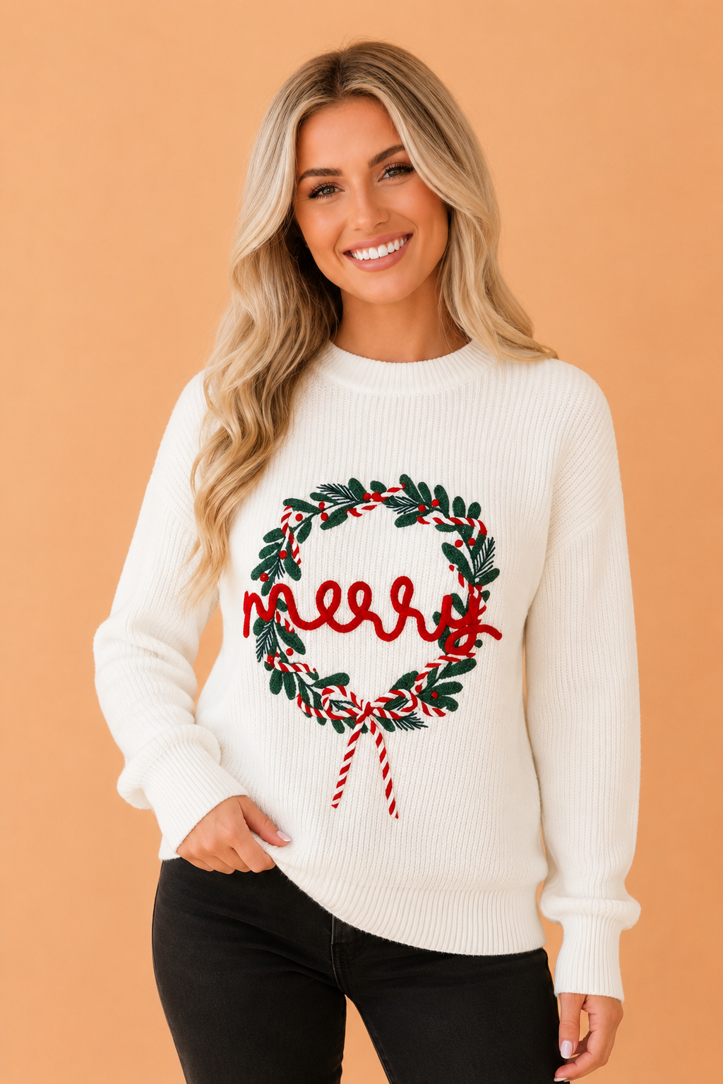 The Merry & Bright Wreath Sweater