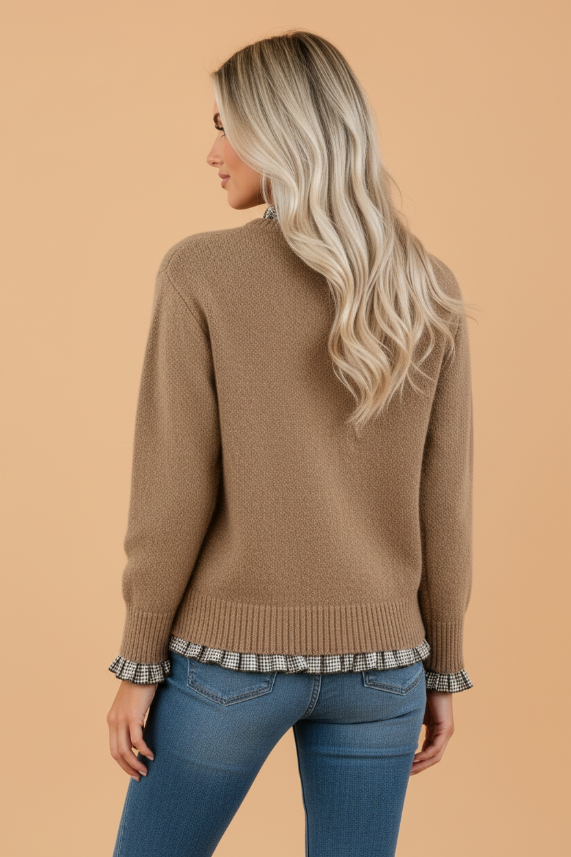 The Nylah Gingham Ruffle Sweater