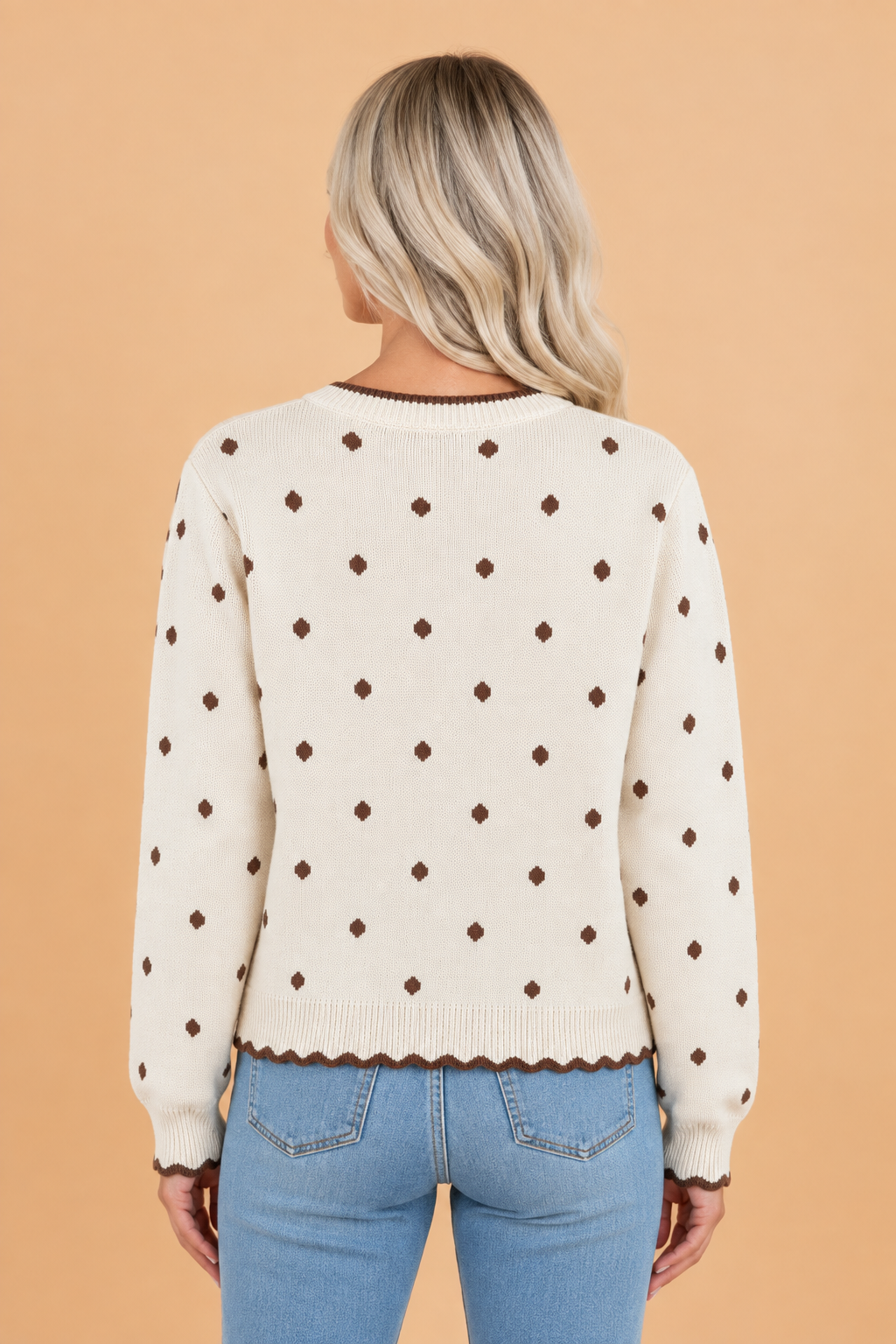 The Poppy Scallop Polka Dot Sweater