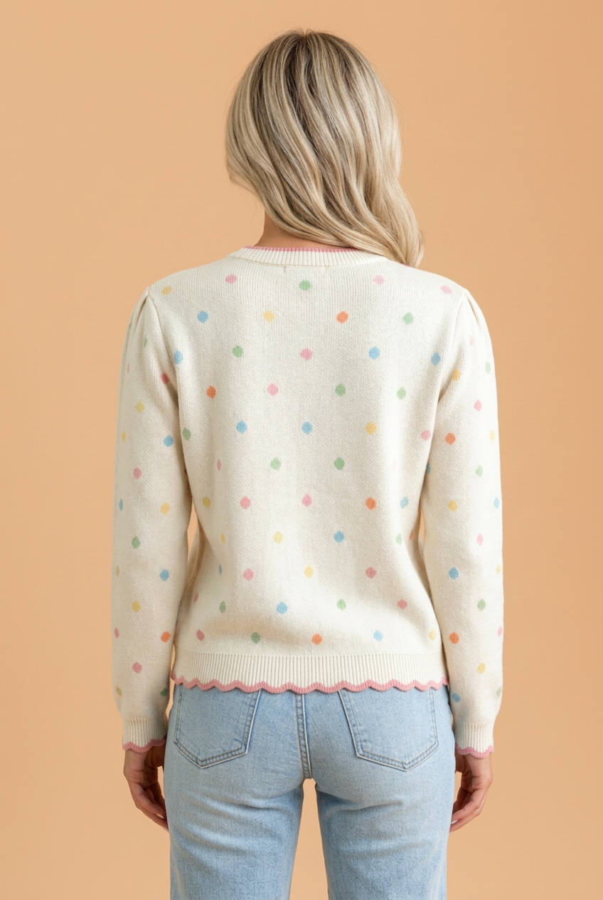 The Rosie Polka Dot Scallop Sweater