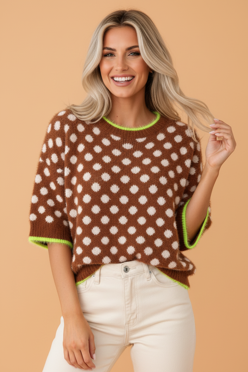 The Layla Polka Dot Fuzzy Sweater