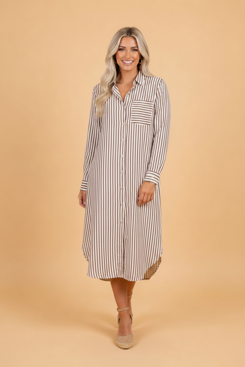 The Lena Stripe Textured  Midi Dress