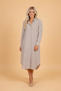 The Lena Stripe Textured  Midi Dress