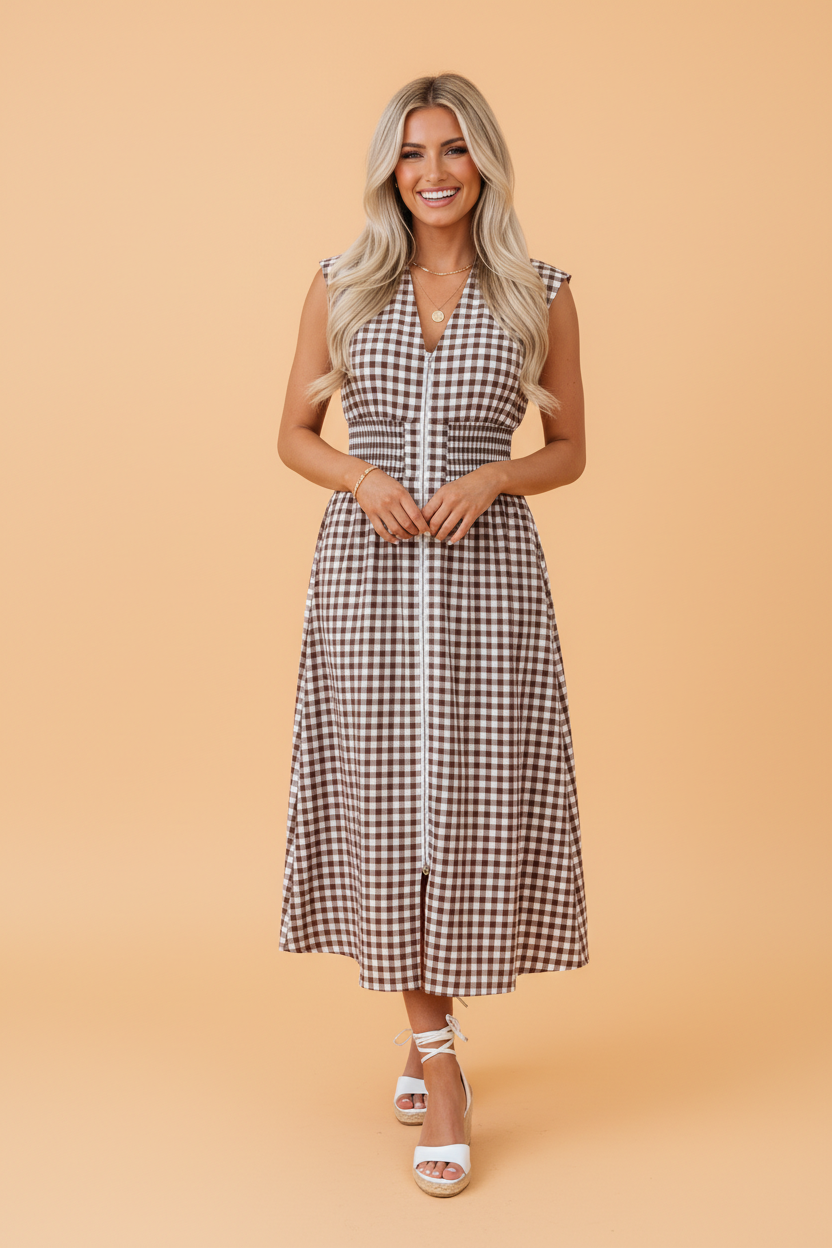 The Lily Jane Gingham Plaid Zip Dress