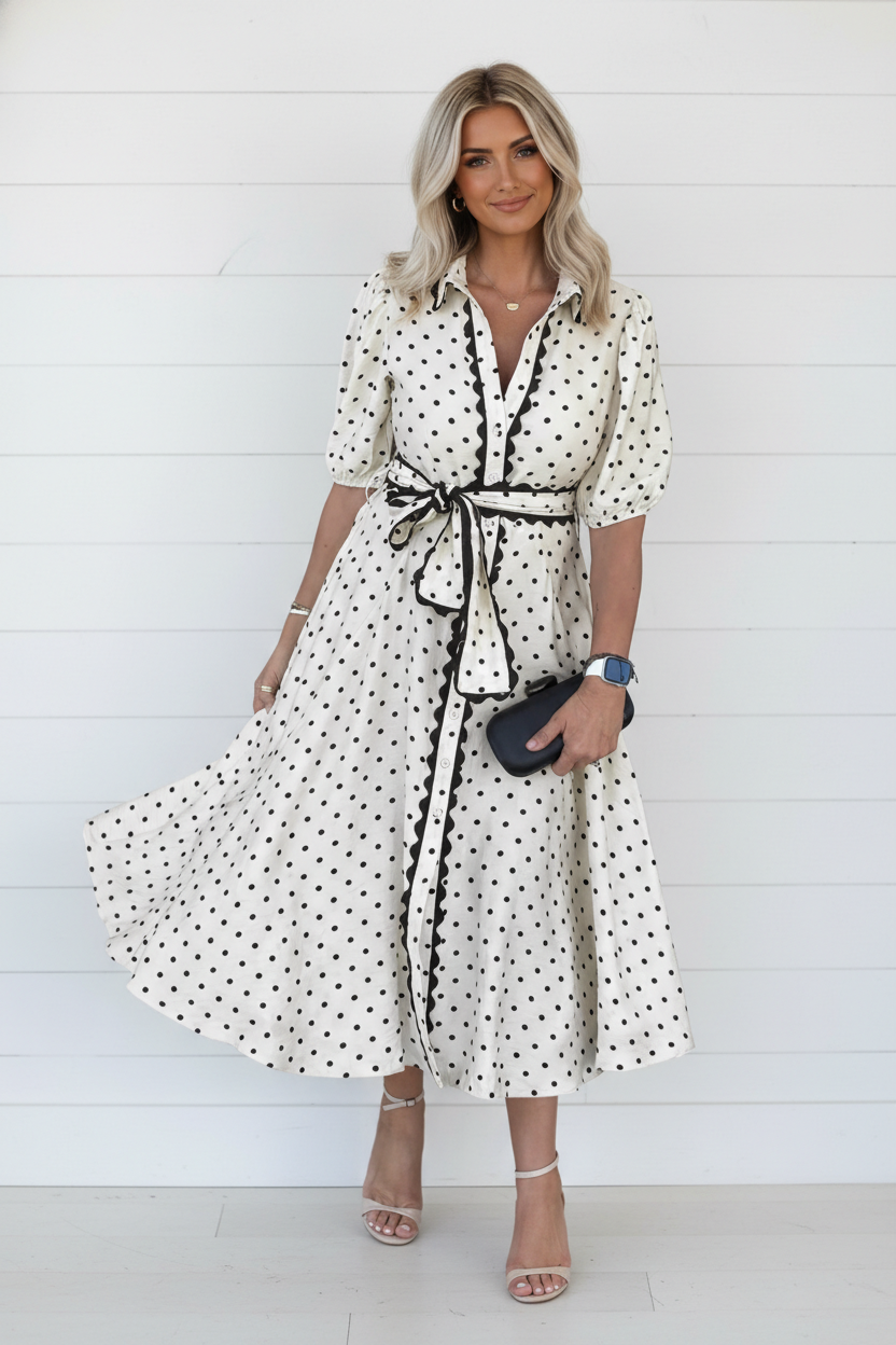 The Monroe Polka Dot Midi Dress