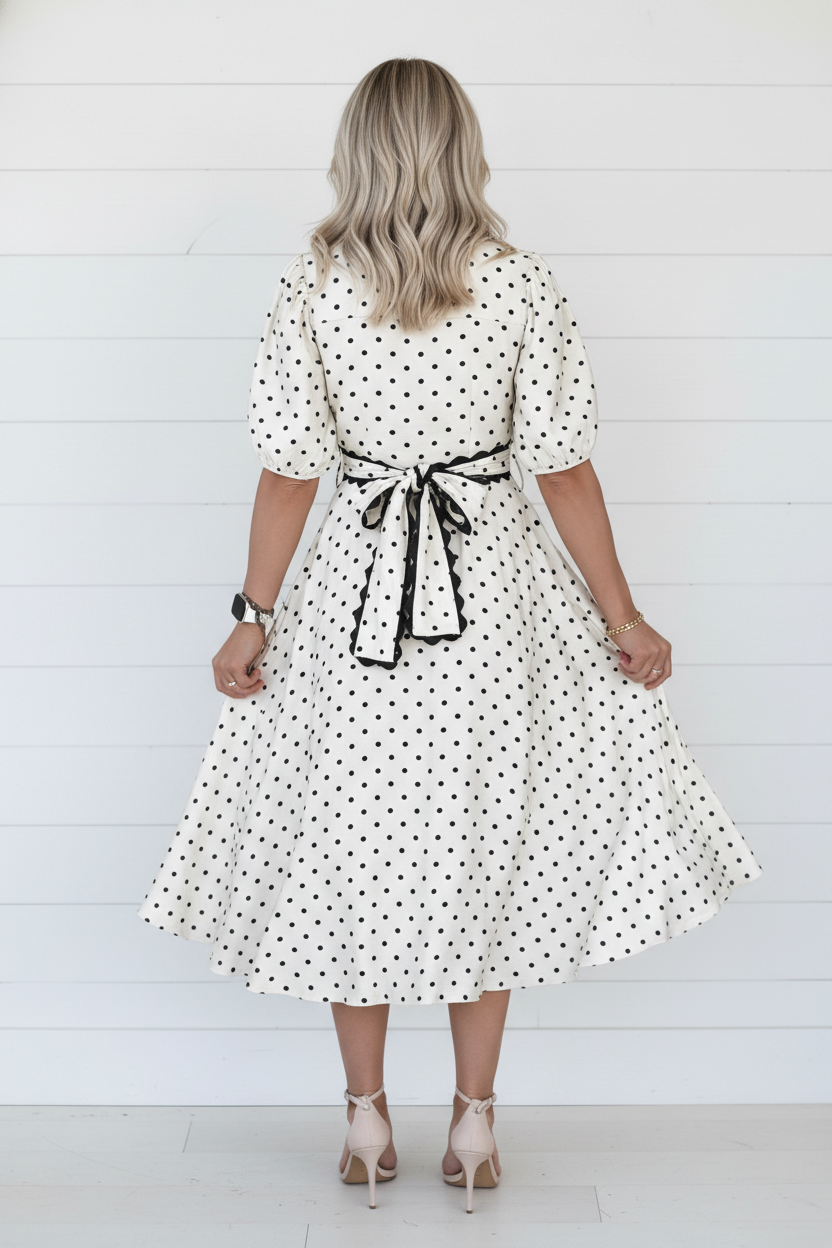 The Monroe Polka Dot Midi Dress
