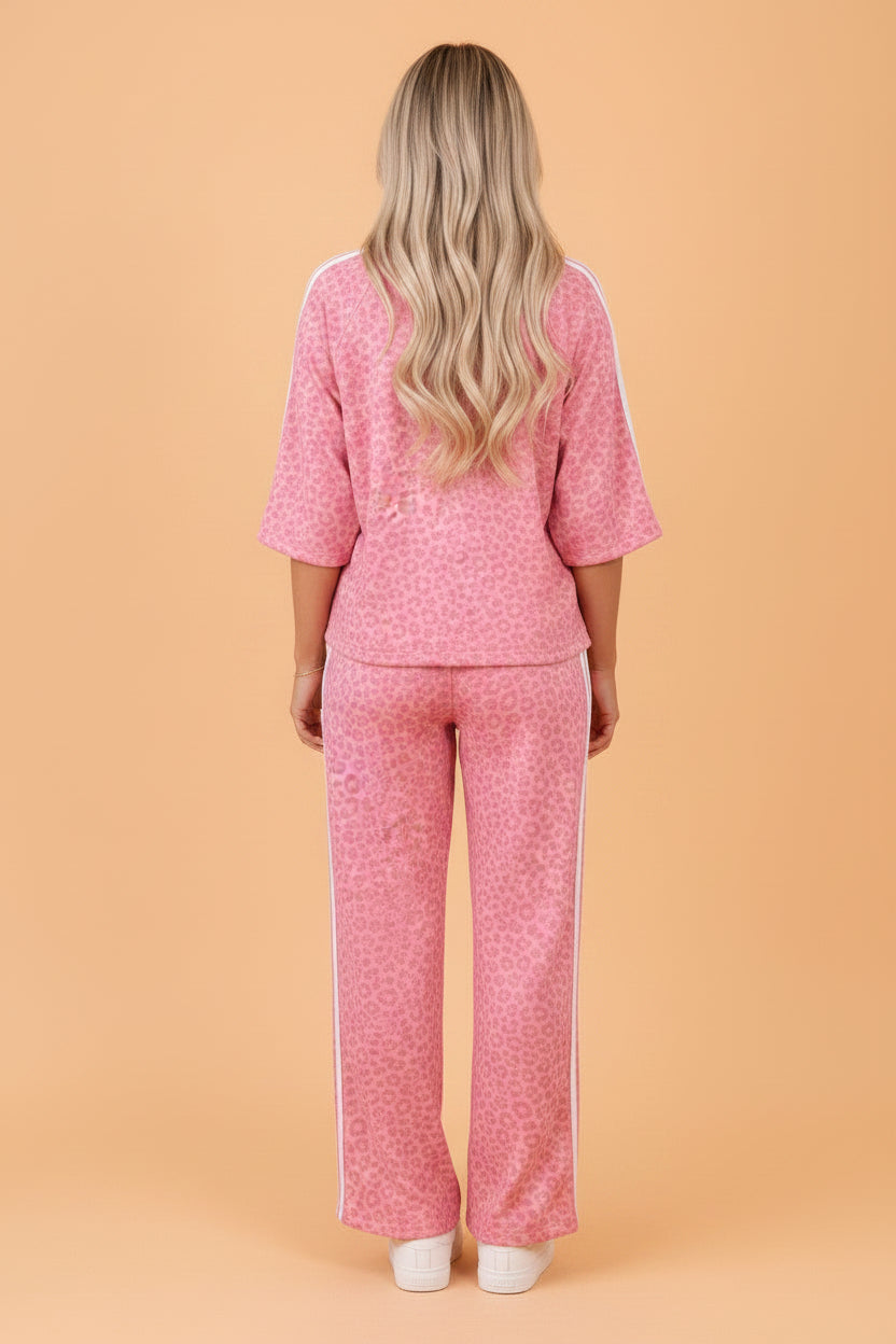 The Willa Kate Leopard Varsity Stripe Lounge Set