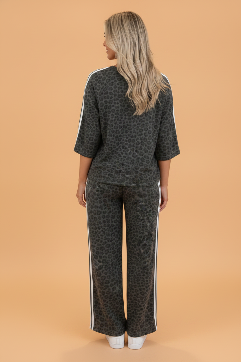 The Willa Kate Leopard Varsity Stripe Lounge Set
