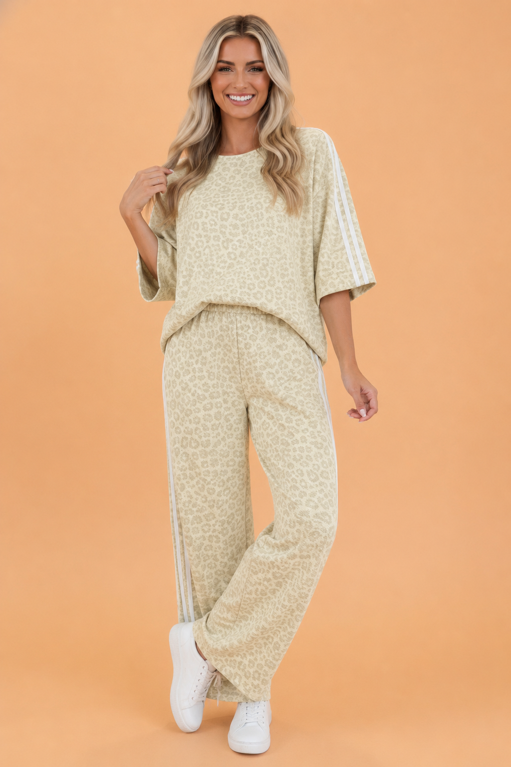 The Willa Kate Leopard Varsity Stripe Lounge Set