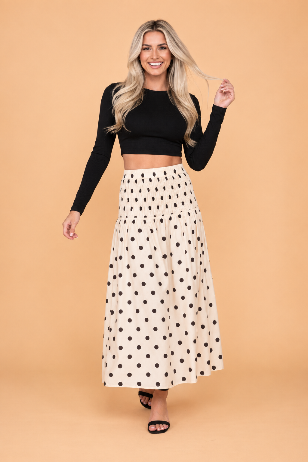 The Delaney Polka Dot Midi Skirt