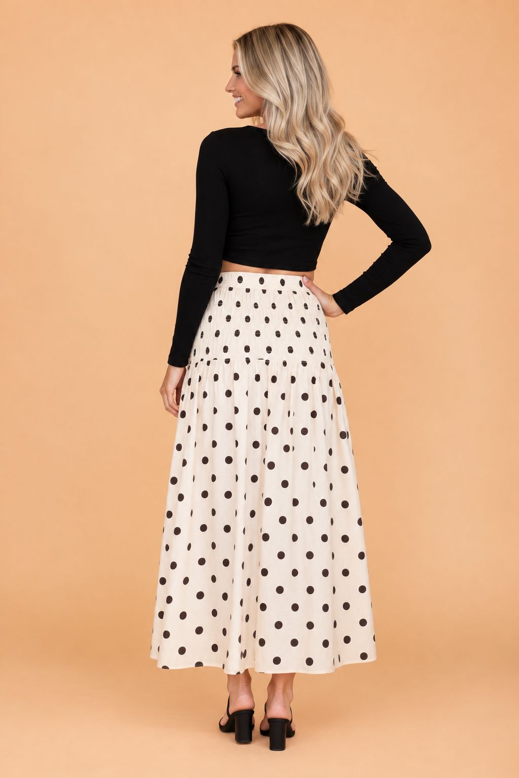 The Delaney Polka Dot Midi Skirt