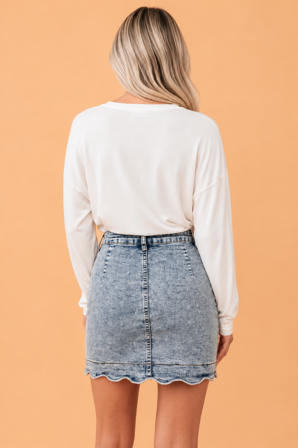 The TInsley Scalloped Denim Skirt