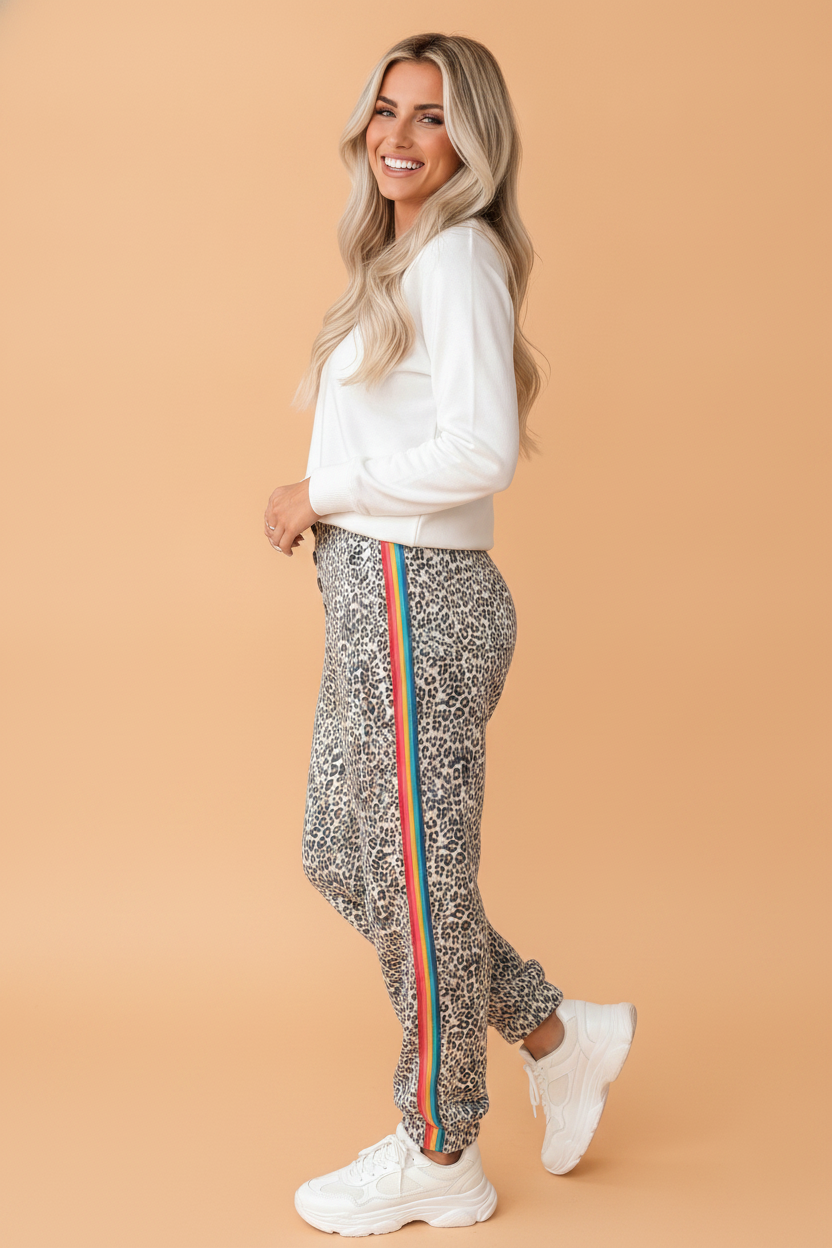 The Collins Leopard Side Stripe Jogger Jeans