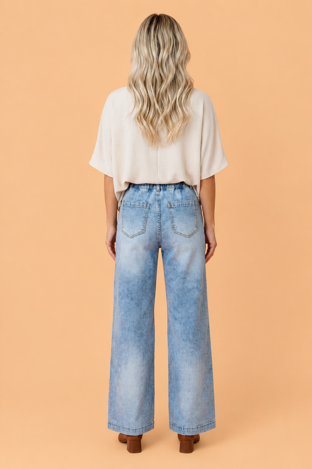 The Delilah Studded Denim Wide Leg Jeans