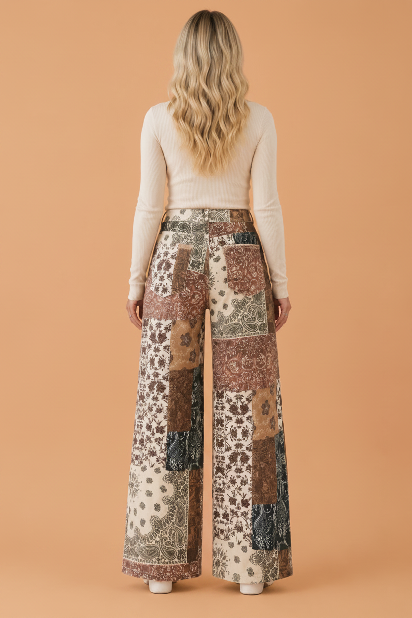 The Juniper Printed Wide Leg Jeans