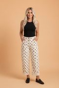 The Teagan Polka Dot Denim Barrel Jeans