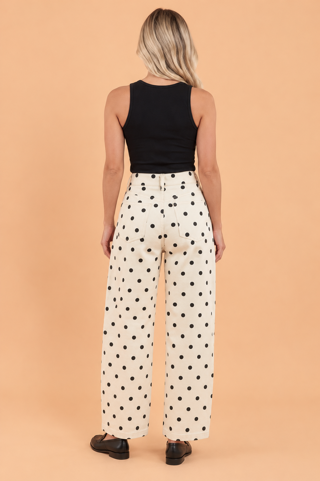 The Teagan Polka Dot Denim Barrel Jeans