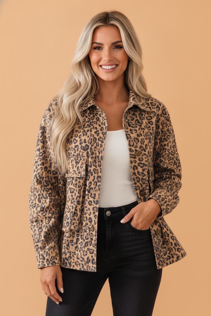 The Lexie Leopard Denim Jacket