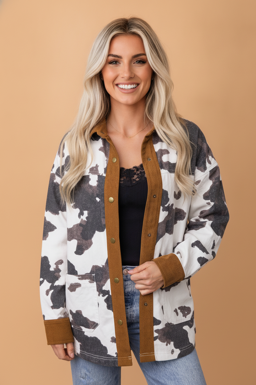 The Marlowe Cow Print Corduroy Jacket