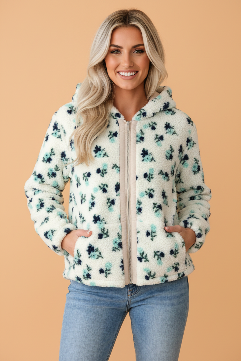 The Addie Floral Sherpa Fleece Jacket