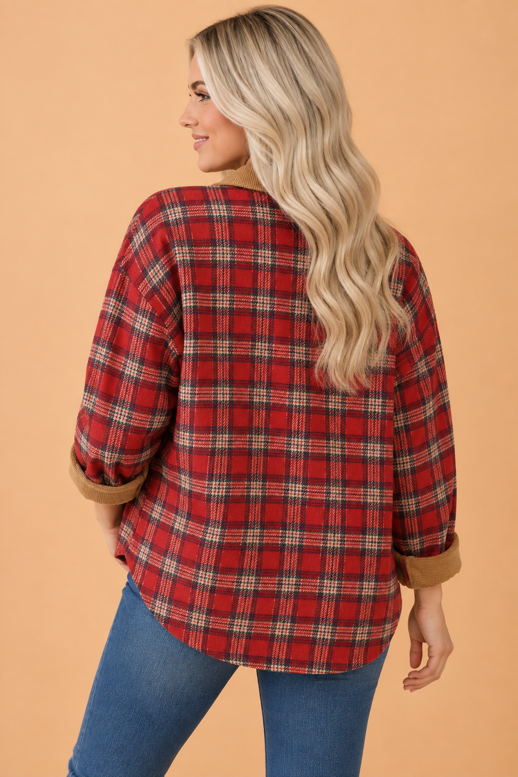 The Lennie Kate Plaid Corduroy Shacket