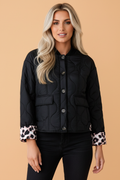 The Haisley Leopard Cuff Quilted Puffer Jacket