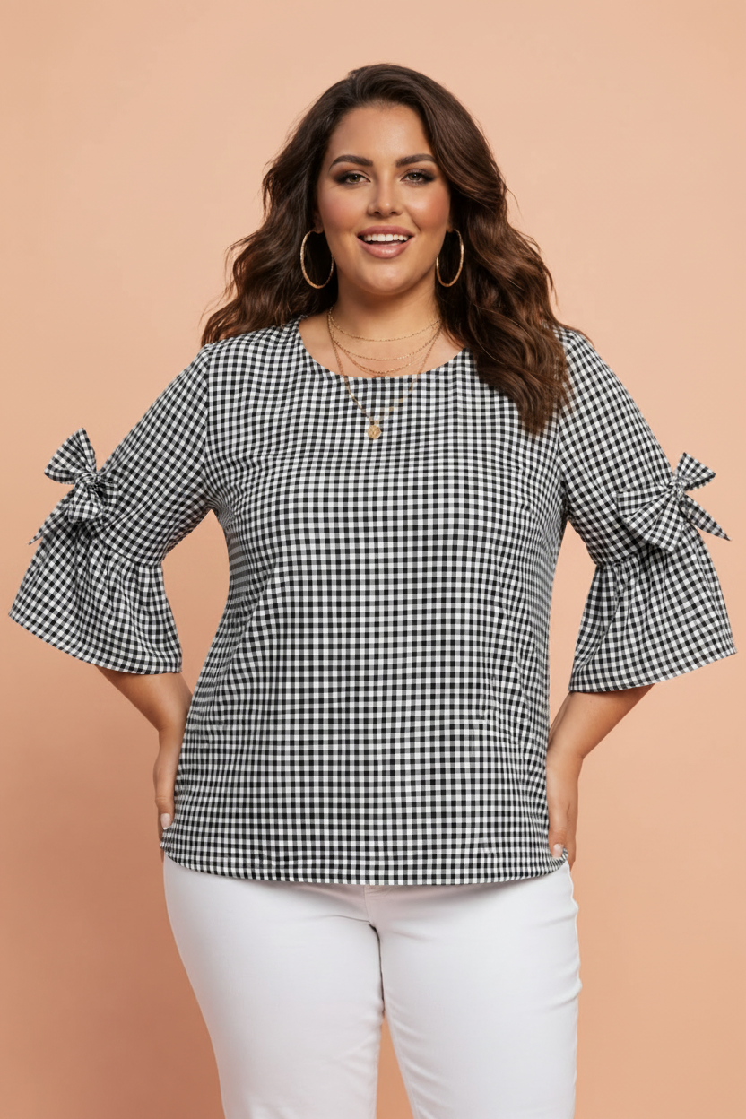 The Addison Mae Gingham Bow Top