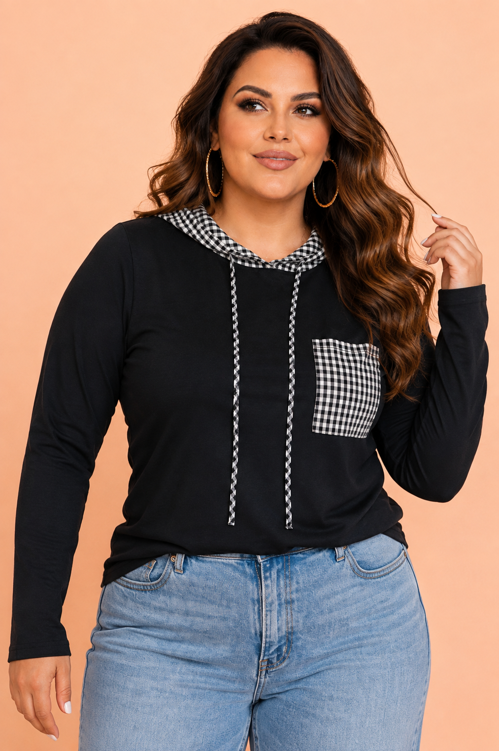 The Indie Gingham Hooded Top